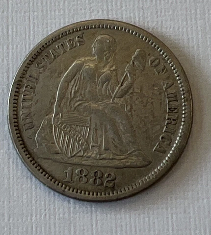 1882 AU CONDITION SEATED DIME - (MARKS IN FIELD) Cover