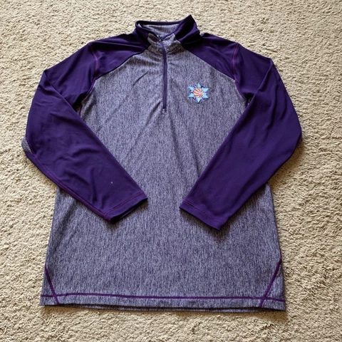 Utah Jazz Sweatshirt Mens Large Purple Heather 1/4 Zip Alternate Logo Vintage Cover