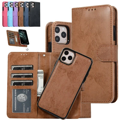 Detachable Leather Card Holder Phone Case for iPhone 11 12 13 14 Plus 16 Pro Max - Image 1 of 4