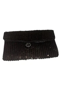 1970's Vintage Norell Black Sequin Clutch Purse - Picture 1 of 6