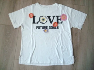 Zara Girls Size 9-10 140cm Flower Appliques T-Shirt Tee Sort Sleeve White - Picture 1 of 9