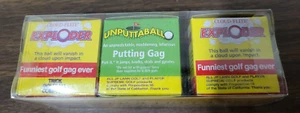1 GIFT SET DOUBLE TROUBLE EXPLODING & UNPUTTABLE TRICK JOKE GOLF BALLS PRANK - Picture 1 of 7
