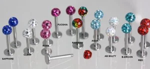 Glitter Ball resin coated STUD ear rings + Comfortable flat back post - pair - Picture 1 of 5