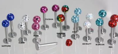 Glitter Ball resin coated STUD ear rings +  Comfortable flat back post - pair - Image 1 of 4