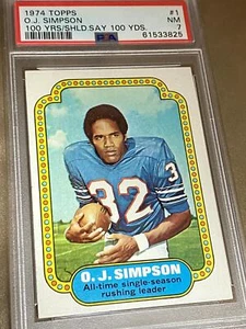 1974 Topps OJ Simpson 100 Yrs. Should Say 100 Yds. #1 PSA 7 NM - Picture 1 of 2