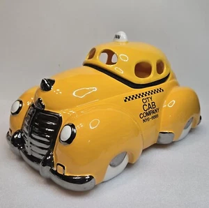 Vtg Cabbie Cookie Jar Jamestown Japan Yellow Taxi City Cab Foam Seal 16" Large - Picture 1 of 18