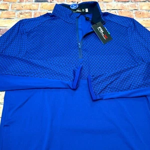 RLX Ralph Lauren Classic Fit Mens Medium Luxury Jersey Quarter Zip Pullover Navy - Picture 1 of 4