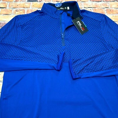 RLX Ralph Lauren Classic Fit Mens Medium Luxury Jersey Quarter Zip Pullover Navy - Image 1 of 4