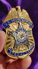 Badge insigne US Secret Service Special Agent Métal doré bleu argenté 7.5x5 cm