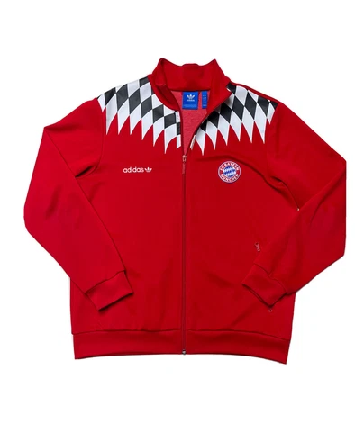 Adidas FC BAYERN MUNCHEN Sweater Red Retro Full Zip Track Jacket Mens Size Large Cover