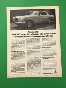 1970 MERCEDES BENZ 250 COUPE ORIGINAL VINTAGE PRINT AD ADVERTISEMENT PRINTED - Picture 1 of 1
