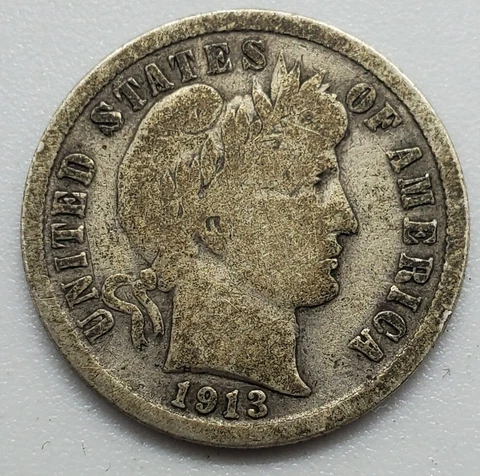 1913 Barber Dime 90% Silver US Coin #5 Cover