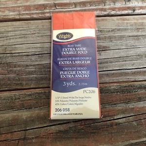 Wright's Bias Tape Double Fold Orange 3YD - .5" Wide - PC206 058 I20 Set Of 8 - Picture 1 of 2