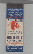 Matchbook Cover Butterfly Coffee Shop Des Moines, IA