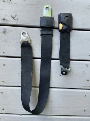 VW Beetle rear SEAT BELT Lap Strap and Receiver  1968-1971. OE Volkswagen. REPA - Image 1 of 4