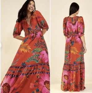 NUEVO CON ETIQUETAS Farm Rio Maxi Vestido Floral Talla XS (Cinturón No Incluido) - Imagen 1 de 9
