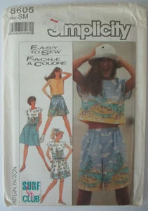 Simplicity Easy Sewing Pattern  #8605,  Size Small,  Girls'  Top, Shorts & Skirt - Picture 1 of 2