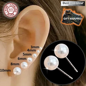Aretes de plata esterlina 925 de perlas de imitación para mujeres damas niñas joyas regalo Reino Unido - Imagen 1 de 7