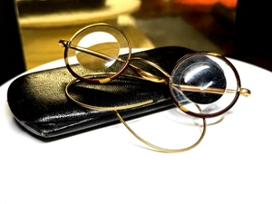 Antique SPECTACLES Glasses Edwardian Gold Filled Bakelite Cased - Picture 1 of 13