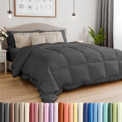 Queen Size, Dark Gray Alternative Down Comforter - Warm, Lightweight, Luxury ... - Image 1 of 4