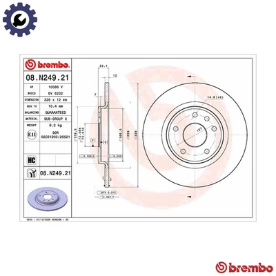 2x BRAKE DISC 08.N249.21 FOR VW DODGE FIAT LANCIA CHRYSLER GRAND CGVA 4.0L 6cyl - Image 1 of 4