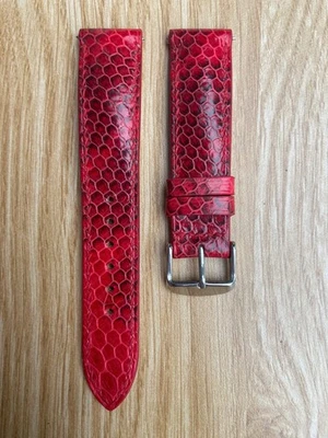 Size 20mm/18mm, Leather/Skin Snake Watch Strap Band Dark Red, Custom Strap - Image 1 of 4