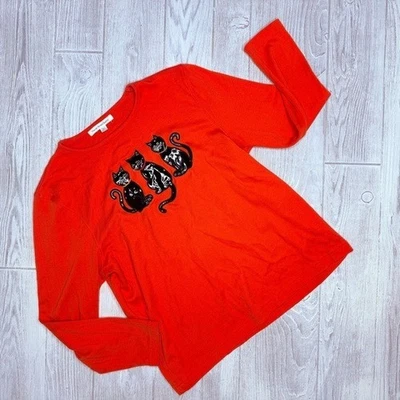 Vintage Mercer street studio long sleeve Halloween shirt black cat fall petit XL - Image 1 of 4