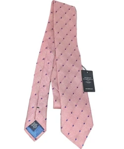Charles Tyrwhitt Tie Handmade Necktie Pink Blue Grenadine Silk Polka Dot NEW NWT - Picture 1 of 10