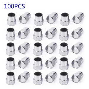100pcs Chrome Plated Car Wheel Tire Valve Stem Cap Lid Air Dust Cover Protectors - Picture 1 of 7