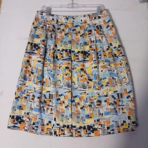 I.e. NUEVO CON ETIQUETAS Falda Plisada Hasta la Rodilla Abstracta Audaz Estampado Bloque Talla 12 - Imagen 1 de 7