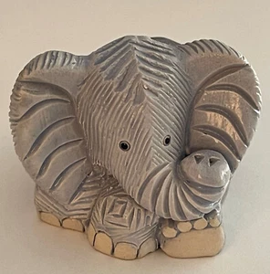 Vintage Artesania Rinconada Gray Elephant Artist Signed Uruguay Handmade #197 - Picture 1 of 6