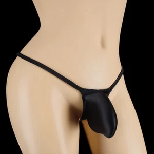 Men's Sexy Glossy Satin Underwear G-Strings Thong Briefs Pouch Lingerie Panties - Picture 1 of 48