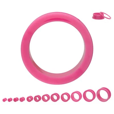 PAIR-Pink Acrylic Screw On Ear Tunnels 03mm/8 Gauge  - Image 1 of 4