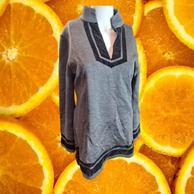 Túnica de pasarela Soft Surroundings para mujer gris y negra mezcla de lana talla M Foto 1 de 4