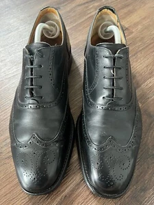Zapatos Barker de cuero con brogue punta de ala para hombre, negros - talla 10F - Imagen 1 de 10