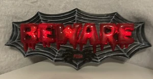 Halloween BEWARE Door Greeter Take One Limited Lights Up Plays Music Talks 12" L - Picture 1 of 10