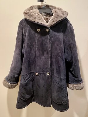 LNR La Nouvelle Renaissance Genuine Suede Leather Hooded Swing Coat Size M EUC - Image 1 of 4