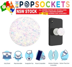 PopSockets Pop Socket Iridescent Confetti White Phone Stand Holder Mount - Picture 1 of 3