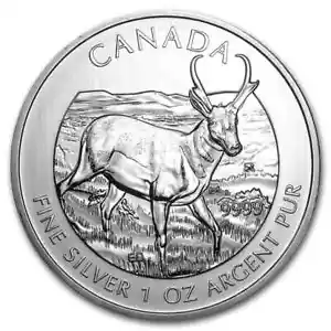 2013 CANADA $5 SILVER 1 OZ .9999 PRONGHORN ANTELOPE WILDLIFE SERIES COIN - Picture 1 of 2