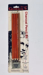 GENERAL’S KOHLESTIFTE SET 4 STIFTE & RADIERER NEW OLD STOCK - Bild 1 von 3