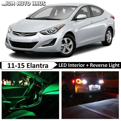 Paquete de 12 bombillas LED inversas interiores verdes para Hyundai Elantra 2011-2015 Foto 1 de 4