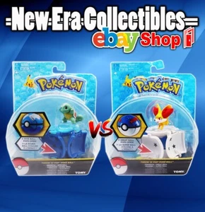 Pokemon Throw N Pop Squirtle Dive Ball 2016 vs Fennekin Great Ball 2016 Tomy - Picture 1 of 12