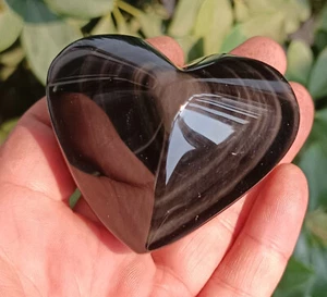 132g Natural Rainbow Cat Eye Obsidian Quartz Crystal Heart Healing - Picture 1 of 11