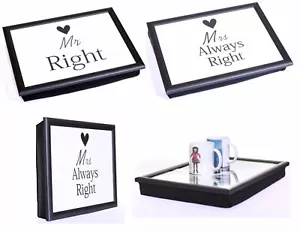 Mr Right & Mrs Always Right Bolsa de Frijoles Base Acolchada Cama Servir Bandeja de Regazo Regalo de Navidad - Imagen 1 de 7
