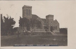 RPPC Postal Iglesia Presbiteriana Minden Nebraska NE - Imagen 1 de 2
