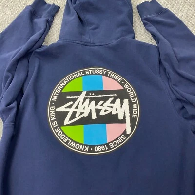 Stussy Classic Dot Hoodie Mens XL Blue Sweatshirt - Image 1 of 4