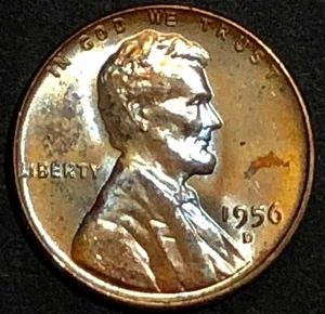 1956-D - Centavo trasero de trigo Lincoln - MS BU - TONIFICADO - TONIFICADO AZUL - Imagen 1 de 2