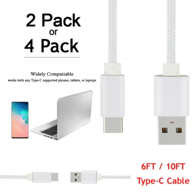 6/10 FT Braided Type-C Fast Charging Cable USB-C Rapid Cord Power Charger Charge - Image 1 of 4