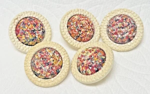 5 PC Vintage Colorful Molded Chrysanthemum Flower Buttons 1 1/8 Tall Dome Shape - Picture 1 of 5