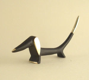 Walter BOSSE Vienna Stylish DACHSHUND Dog brass Hagenauer Patinated Bronze era - Picture 1 of 4